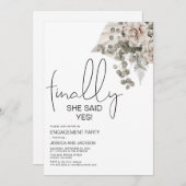 Modern sagte sie endlich ja! Verlobungsparty Ankündigung (Vorne/Hinten)