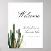 Modern Saguaro Cactus Wüstenhochzeit Begrüßungszei Poster (Vorne)