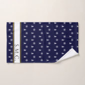 Modern Sailboat Snowflake Navy Blau Weiß Badhandtuch Set (Handtuch)