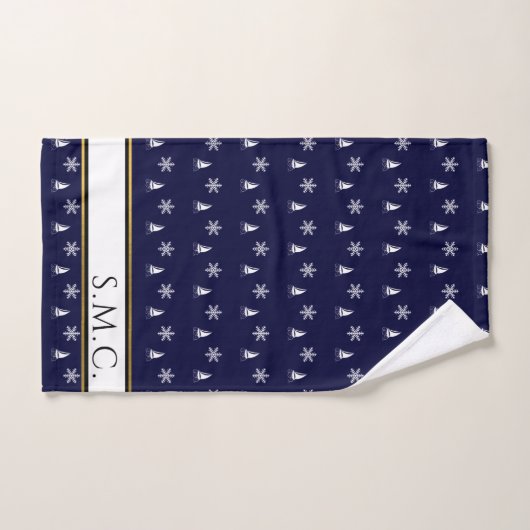 Modern Sailboat Snowflake Navy Blau Weiß Badhandtuch Set (Handtuch)