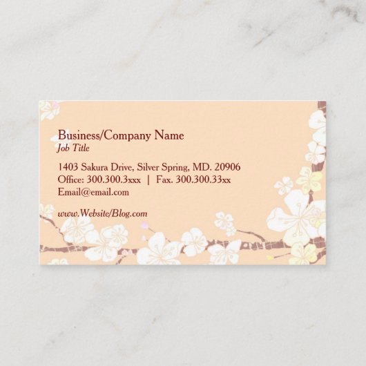 Modern Sakura Bird Monogram Visitenkarte (Rückseite)