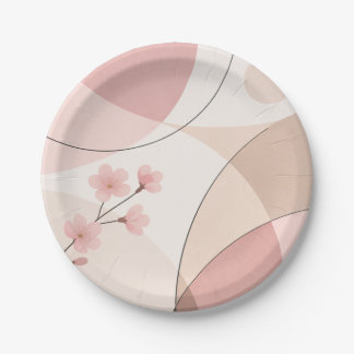 Modern Sakura Minimalist Geometric Paper Plate Pappteller
