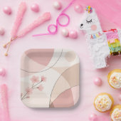 Modern Sakura Minimalist Geometric Paper Plate Pappteller (Party)