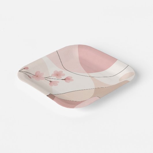 Modern Sakura Minimalist Geometric Paper Plate Pappteller (Gewinkelt)
