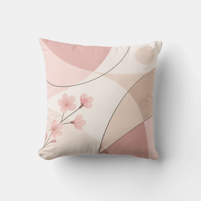 Modern Sakura Minimalist Geometric Pillow Kissen (Vorderseite)
