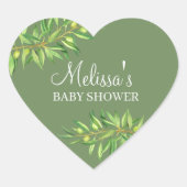 Modern Salbei-Grüner Olivenbaum Herz-Aufkleber (Vorderseite)
