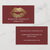 Modern Salon Gold Lips Visitenkarte (Vorne/Hinten)