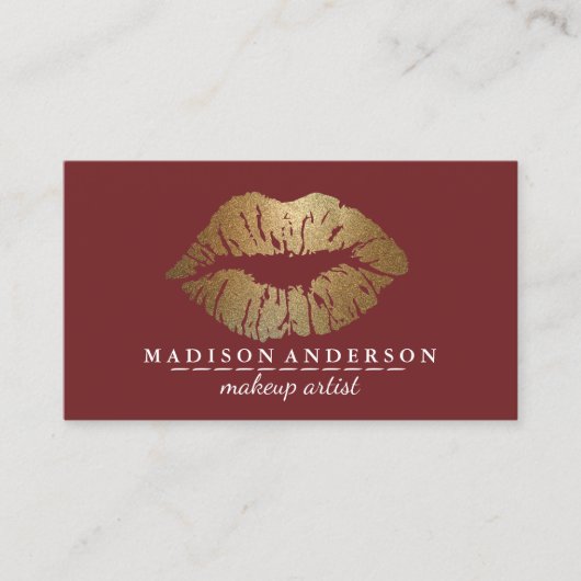Modern Salon Gold Lips Visitenkarte (Vorderseite)