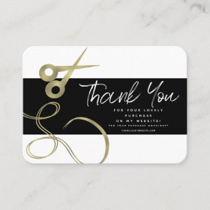 Modern Salon Schönheit Danke-Logo Schere Gold Visitenkarte
