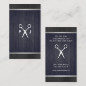 Modern Salon Shears Wood Canvas Trim Monogram 2 Visitenkarte (Vorne/Hinten)