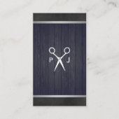Modern Salon Shears Wood Canvas Trim Monogram 2 Visitenkarte (Vorderseite)