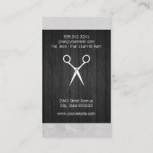 Modern Salon Shears Wood Canvas Trim Monogram Visitenkarte (Rückseite)