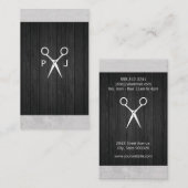 Modern Salon Shears Wood Canvas Trim Monogram Visitenkarte (Vorne/Hinten)