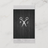 Modern Salon Shears Wood Canvas Trim Monogram Visitenkarte (Vorderseite)