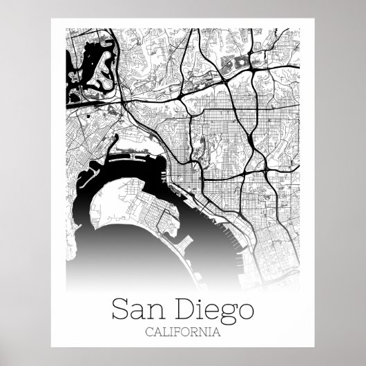Modern San Diego City Map Poster (Vorne)
