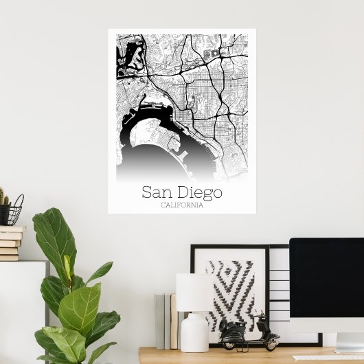 Modern San Diego City Map Poster (Heimbüro)