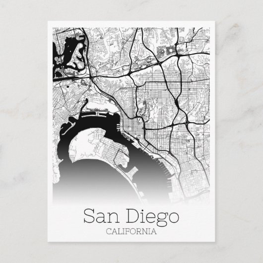 Modern San Diego City Map Postkarte (Vorderseite)