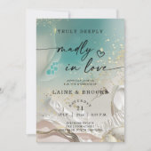 Modern Sand Watercolor Ethereal Shoreline Wedding Einladung (Vorderseite)