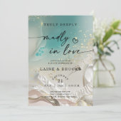 Modern Sand Watercolor Ethereal Shoreline Wedding Einladung (Stehend Vorderseite)