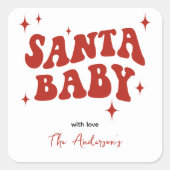 Modern SANTA BABY Christmas Gift Quadratischer Aufkleber (Vorderseite)