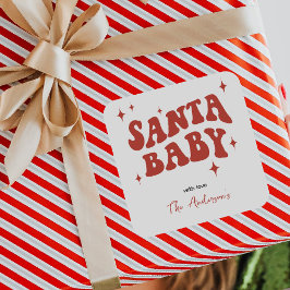 Modern SANTA BABY Weihnachtsgeschenk Quadratischer Aufkleber
