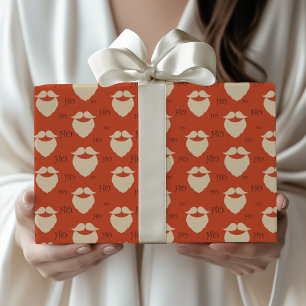 Modern Santa Claus Ho Ho Ho Weihnachten Geschenkpapier