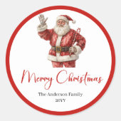 Modern Santa Claus Holiday Label Sticker Design (Vorderseite)