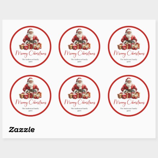 Modern Santa Claus Simple Festive Gift Sticker (Blatt)
