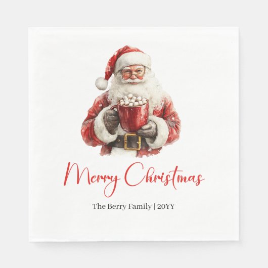 Modern Santa Claus Simple Script Font Dinner Xmas Serviette (Vorderseite)