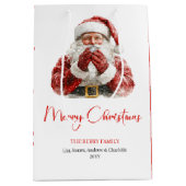 Modern Santa Claus Simple Script Font Gift Bag Mittlere Geschenktüte (Vorderseite)