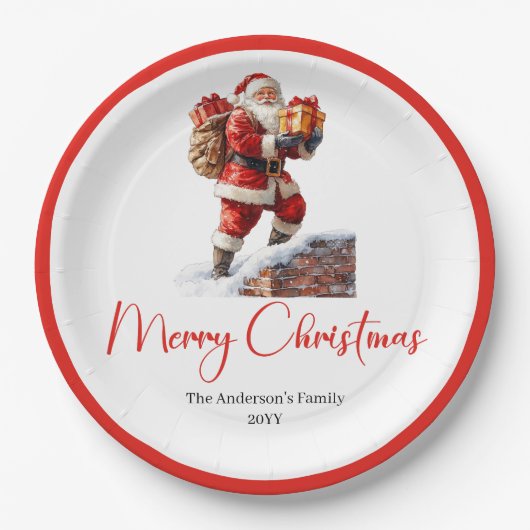 Modern Santa Claus Simple Script Font Paper Plates Pappteller (Vorderseite)