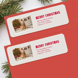 Modern Santa Dog Photo Christmas Return Address