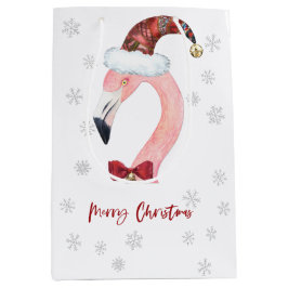 Modern Santa Flamingo Snowflake Weihnachten Mittlere Geschenktüte