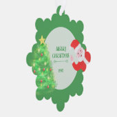 modern santa pine tree christmas green background ornament karte (Rechts)