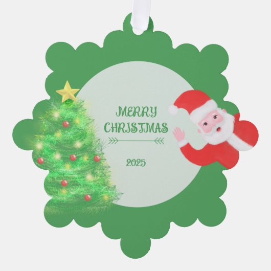modern santa pine tree christmas green background ornament karte (Vorderseite)