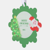 modern santa pine tree christmas green background ornament karte (Linke Ecke)