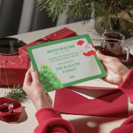 modern santa pine tree family christmas greeting feiertagskarte