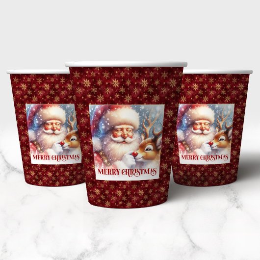 Modern Santa Rudolph Christmas Party Paper Cup  Pappbecher