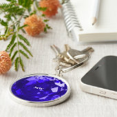 Modern Sapphire Blue September Birthstone Initials Schlüsselanhänger (Seite)