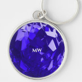 Modern Sapphire Blue September Birthstone Initials Schlüsselanhänger (Vorne)
