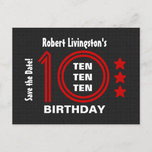 Modern Save the Date 10. Geburtstagsparty V01D Ankündigungspostkarte