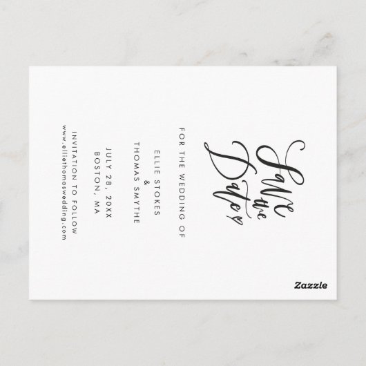 Modern Save the Date 2 Foto Collage Script Postkarte (Rückseite)