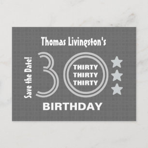 Modern Save the Date 30. Geburtstag Party V30F Ankündigungspostkarte