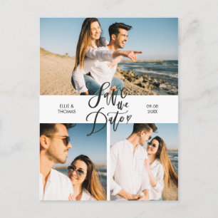 Modern Save the Date 3 Foto Collage Script Postkarte