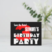 Modern Save the Date 3. Geburtstag Party V35 Ankündigungspostkarte (Stehend Vorderseite)