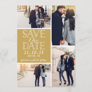 Modern Save the Date 4-Foto Collage Gold