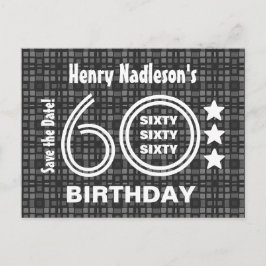 Modern Save the Date 60. Geburtstagsparty A03A Ankündigungspostkarte