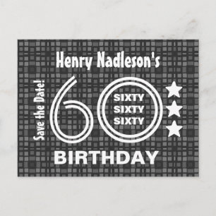 Modern Save the Date 60. Geburtstagsparty A03A Ankündigungspostkarte
