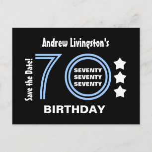 Modern Save the Date 70. Geburtstagsparty V70A Ankündigungspostkarte
