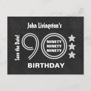 Modern Save the Date 90. Geburtstagsparty V90F Ankündigungspostkarte